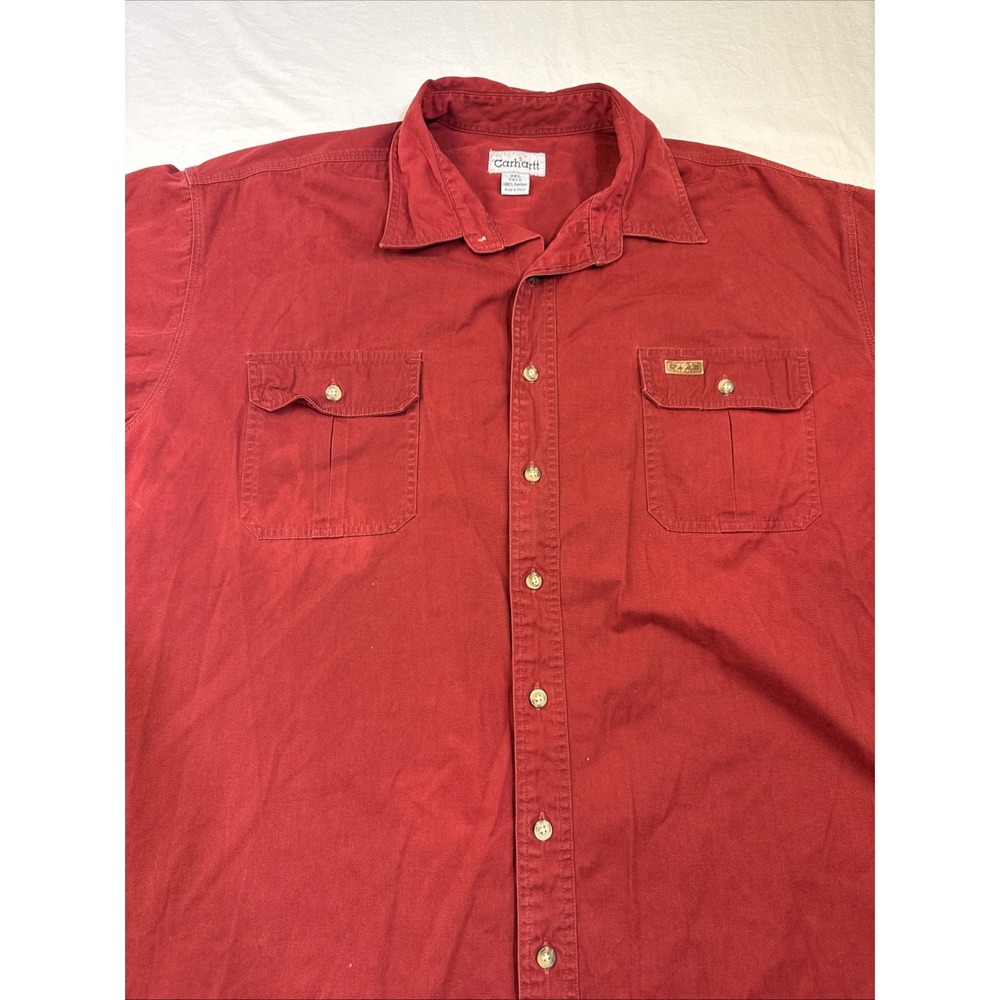 Carhartt SHIRT MENS 3XL TALL  Red Pearl Snap Western COWBOY